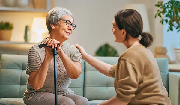 caring woman with patient